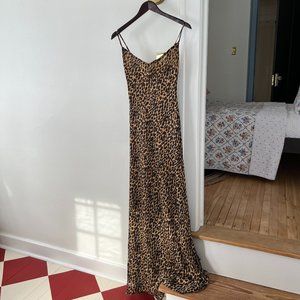 Lulu's Leopard Print Tie-Back Maxi Dress, Size M